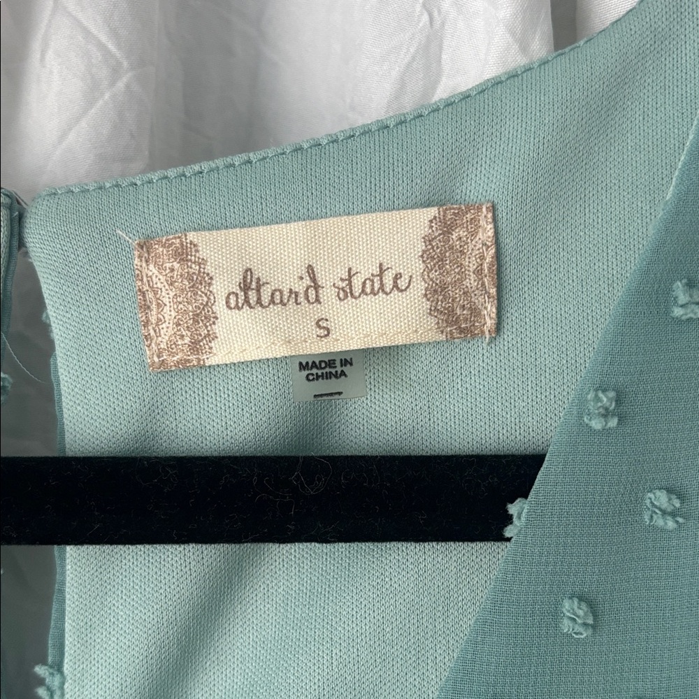 Altar'd State Teal Green Long-Sleeve Ruffle Tiered Mini Dress - Picture 2 of 10